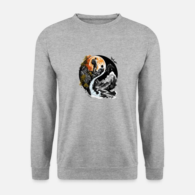 Ying Yang Natur Wandern - Unisex Pullover - Weißgrau meliert