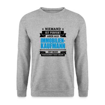 Fun Immobilienkaufmann - Unisex Pullover - Weißgrau meliert - Vorne - Alina (178cm) & Michal (187cm)