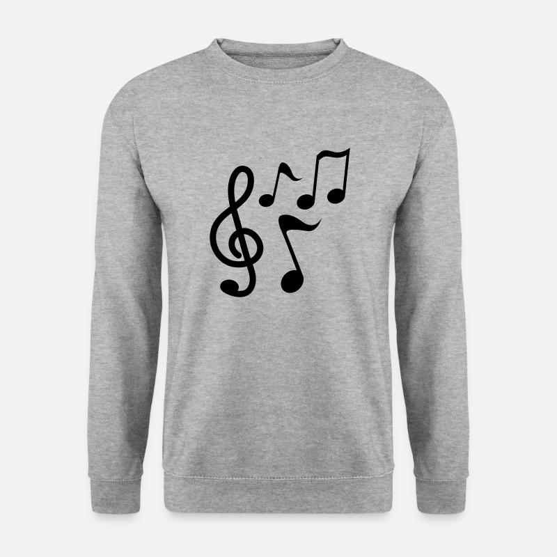 Noten - Musik - Unisex Pullover - Weißgrau meliert