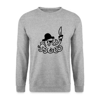 Pirate octopus - line - Unisex Sweatshirt - salt & pepper - Front - Alina (178cm) & Michal (187cm)
