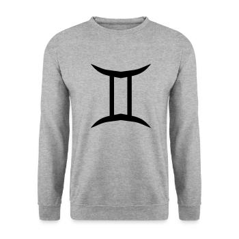Gemini glyph Signs of the Zodiac symbol - Unisex Sweatshirt - salt & pepper - Front - Alina (178cm) & Michal (187cm)