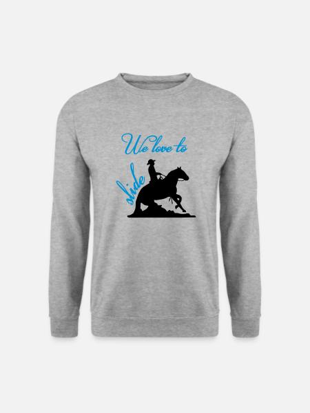 We love to slider Westernreiten Reining Sliding - Unisex Pullover - Weißgrau meliert