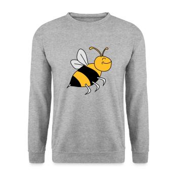 Happy Bee - Unisex Pullover - Weißgrau meliert - Vorne - Alina (178cm) & Michal (187cm)