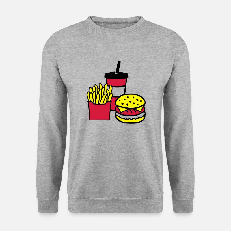 Fast food - Unisex Pullover - Weißgrau meliert
