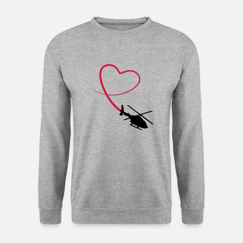 Hubschrauber Liebe Herz Looping - Unisex Pullover - Weißgrau meliert