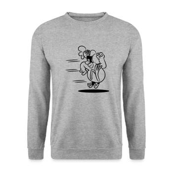 Chicken run funny - Unisex Sweatshirt - salt & pepper - Front - Alina (178cm) & Michal (187cm)