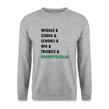 badisch - Unisex Pullover - Weißgrau meliert - Vorne - Alina (178cm) & Michal (187cm)