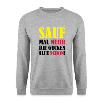 sauf_mal_mehr_02 - Unisex Pullover - Weißgrau meliert - Vorne - Alina (178cm) & Michal (187cm)