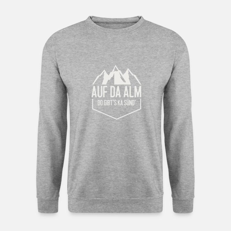 Auf da Alm do gibt's ka Künd' - Unisex Pullover - Weißgrau meliert