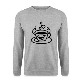 Tasse à café amour - Sweat-shirt Unisexe - gris chiné - Devant - Alina (178cm) & Michal (187cm)