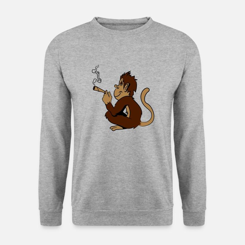 affe Weed Hanf - Unisex Pullover - Weißgrau meliert