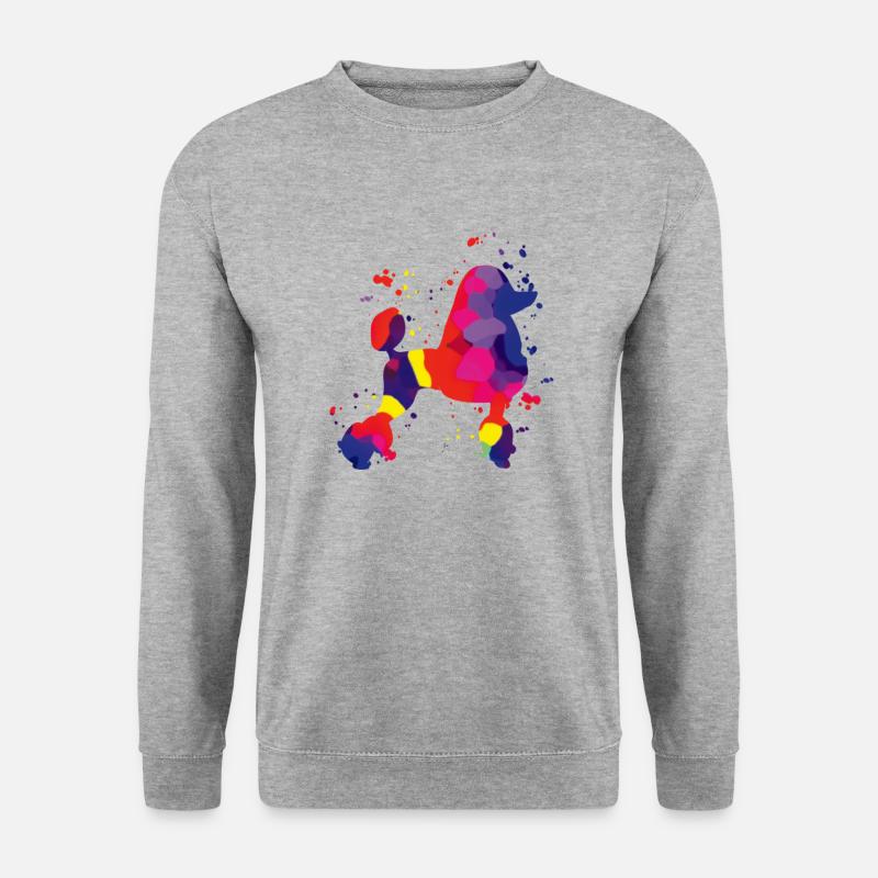 Watercolor poodle dog simple rainbow - Unisex Pullover - Weißgrau meliert