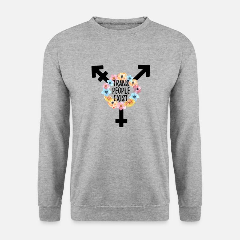 Trans people exist cooler Spruch LGBTQI+ - Unisex Pullover - Weißgrau meliert