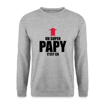 un super papy c'est ça - Sweat-shirt Unisexe - gris chiné - Devant - Alina (178cm) & Michal (187cm)