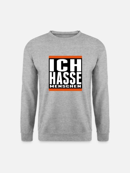 ich hasse menschen coole Sprüche gamer sticker - Unisex Pullover - Weißgrau meliert