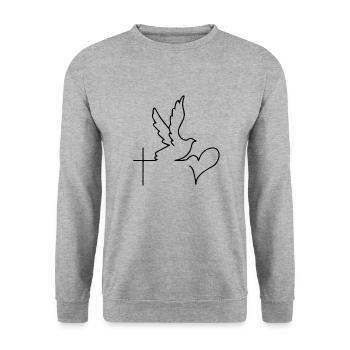 Foi espoir amour coeur Jésus cadeau - Sweat-shirt Unisexe - gris chiné - Devant - Alina (178cm) & Michal (187cm)
