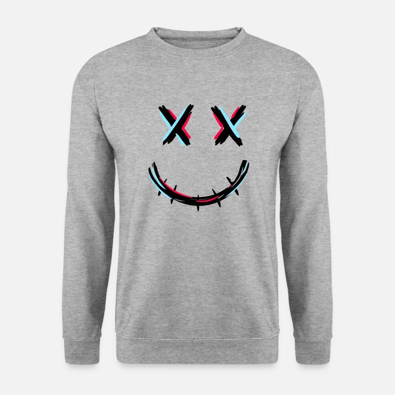 Reißverschluss Mund - Unisex Pullover - Weißgrau meliert