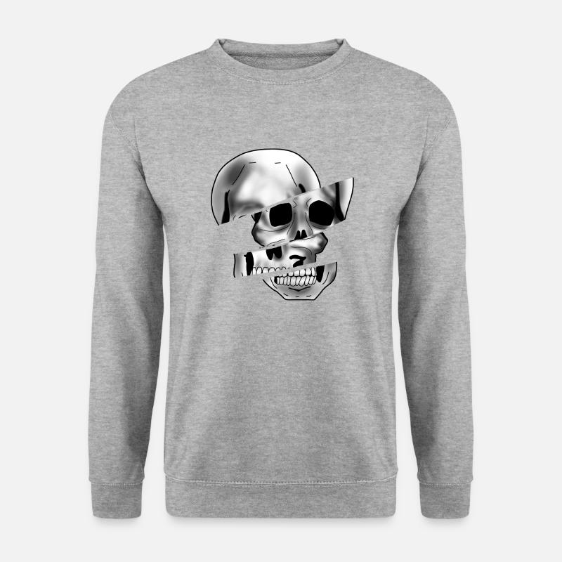 Skull - Unisex Pullover - Weißgrau meliert