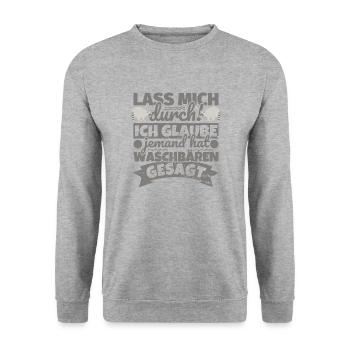 Waschbär Geschenke Waschbärliebhaber lustig - Unisex Pullover - Weißgrau meliert - Vorne - Alina (178cm) & Michal (187cm)