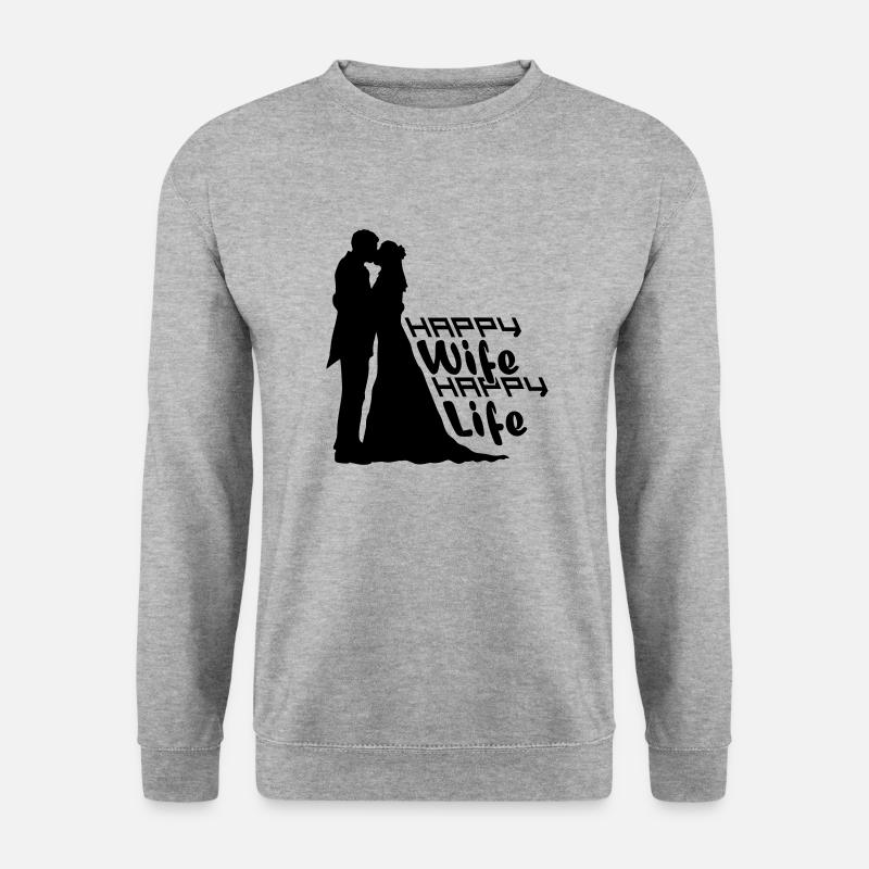 Hochzeit Life Happy - Unisex Pullover - Weißgrau meliert