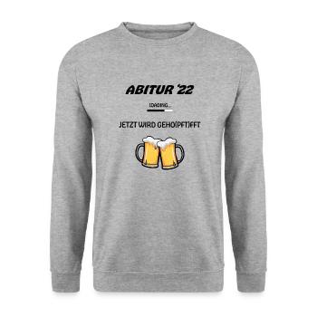 ABI 22 - Unisex Pullover - Weißgrau meliert - Vorne - Alina (178cm) & Michal (187cm)