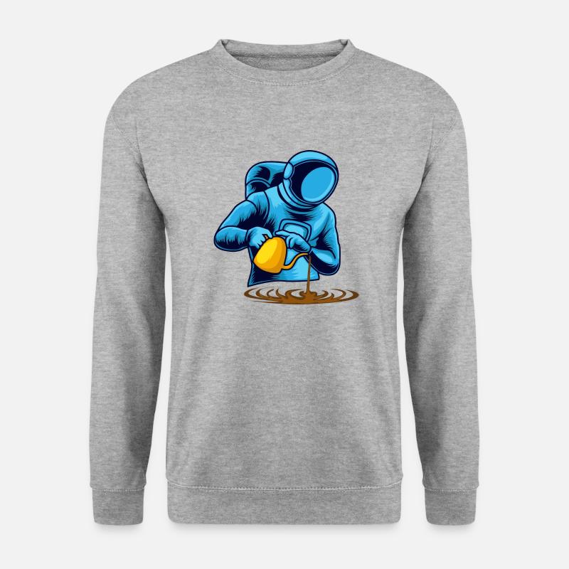 Astronaut Kaffee Barista - Unisex Pullover - Weißgrau meliert