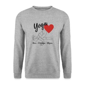 Yoga - Seelenkraft und Freude - Unisex Pullover - Weißgrau meliert - Vorne - Alina (178cm) & Michal (187cm)