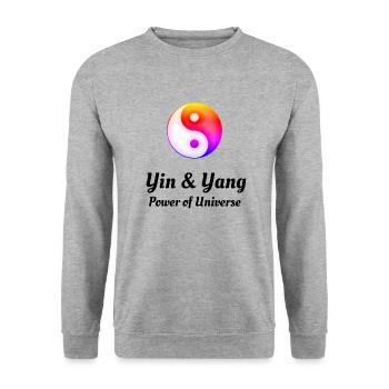 Yin Yang - die Kraft des Universums - Unisex Pullover - Weißgrau meliert - Vorne - Alina (178cm) & Michal (187cm)
