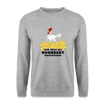 hühner hühnerleben hühnerhaufen - Unisex Pullover - Weißgrau meliert - Vorne - Alina (178cm) & Michal (187cm)