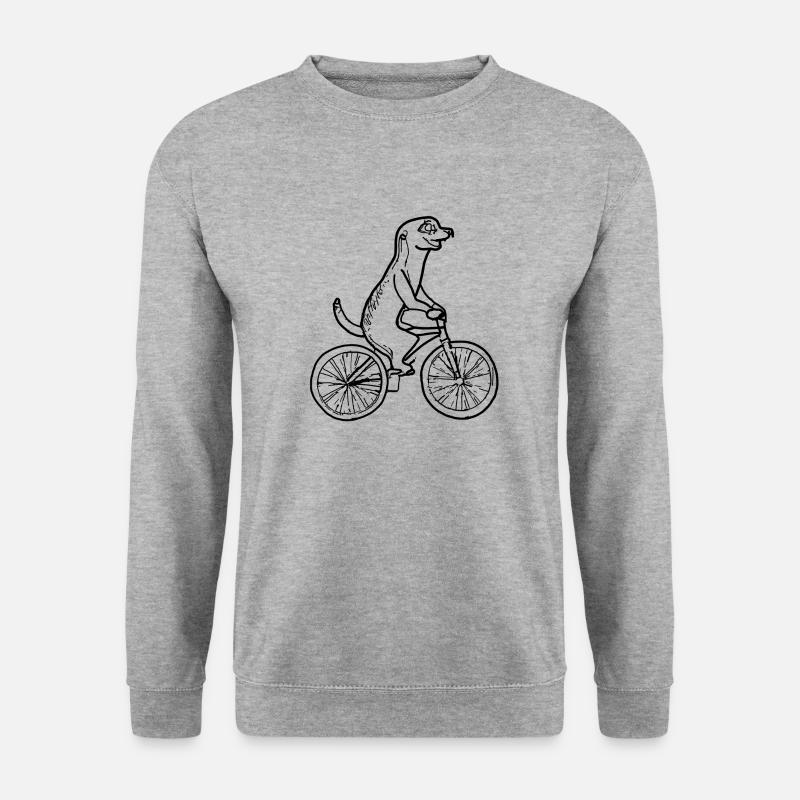 Erdmännchen Fährt Fahrrad Geschenkidee Vektor - Unisex Pullover - Weißgrau meliert