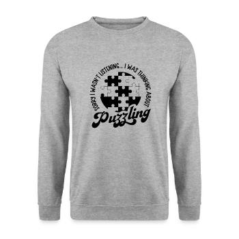 Puzzle Master Funny Hobby Jigsaw Puzzling - Unisex Sweatshirt - salt & pepper - Front - Alina (178cm) & Michal (187cm)