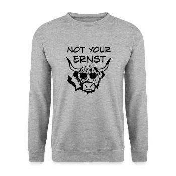 Not Your Ernst Schottisches Hochlandrind Lustig - Unisex Pullover - Weißgrau meliert - Vorne - Alina (178cm) & Michal (187cm)