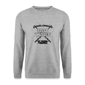 DAS WARS Bräutigam Spruch JGA Junggesellenabschied - Unisex Pullover - Weißgrau meliert - Vorne - Alina (178cm) & Michal (187cm)