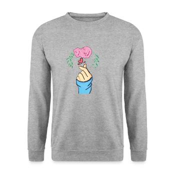 CutenessLove - Unisex Pullover - Weißgrau meliert - Vorne - Alina (178cm) & Michal (187cm)