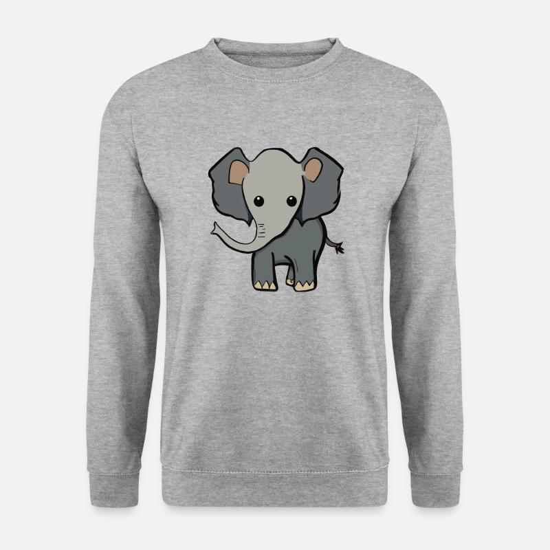 Elefant Illustration Geschenkidee - Unisex Pullover - Weißgrau meliert