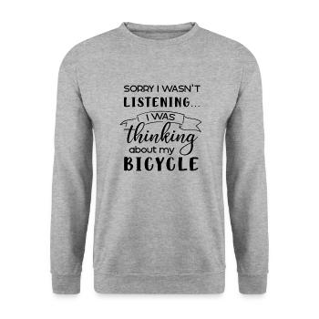 Penser au vélo Funny Saying Cycling Hobby - Sweat-shirt Unisexe - gris chiné - Devant - Alina (178cm) & Michal (187cm)