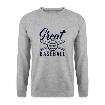 Baseball ist das beste Spiel, Baseball Champion - Unisex Pullover - Weißgrau meliert - Vorne - Alina (178cm) & Michal (187cm)
