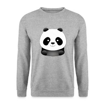 Süßer Panda Kawaii Cartoon Bär Liebe 2 - Unisex Pullover - Weißgrau meliert - Vorne - Alina (178cm) & Michal (187cm)