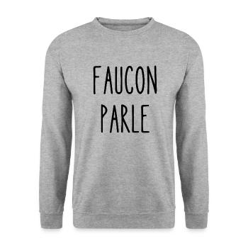faucon parle - Sweat-shirt Unisexe - gris chiné - Devant - Alina (178cm) & Michal (187cm)