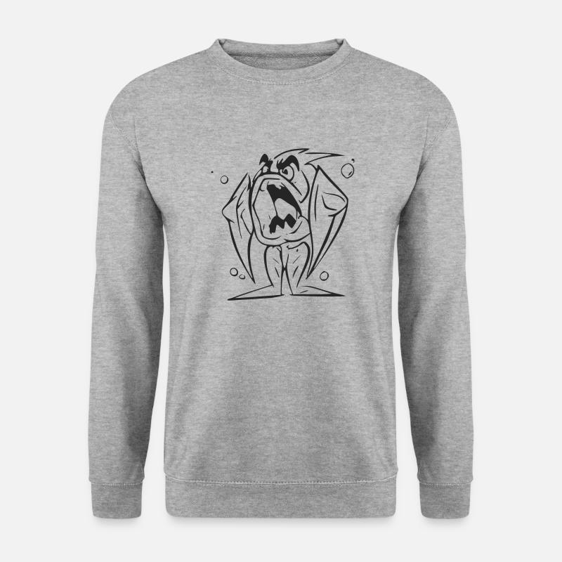 Piranha stehend - Unisex Pullover - Weißgrau meliert