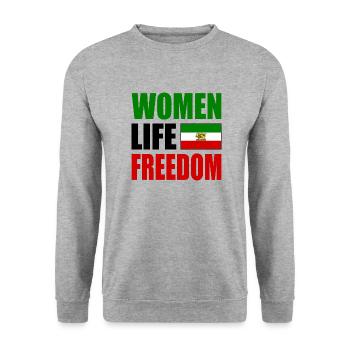 Women life freedom - Unisex Pullover - Weißgrau meliert - Vorne - Alina (178cm) & Michal (187cm)