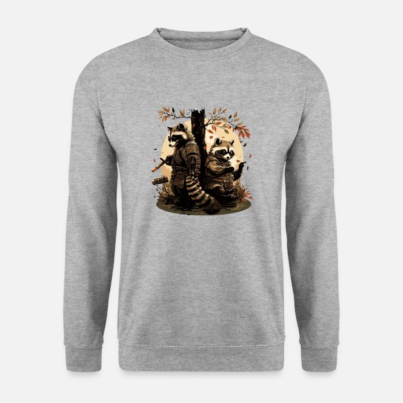 Baka Waschbär 10 - Unisex Pullover - Weißgrau meliert