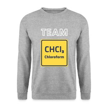 Ironie Horror Funny Chemiker Chemie Narkosemittel - Unisex Pullover - Weißgrau meliert - Vorne - Alina (178cm) & Michal (187cm)