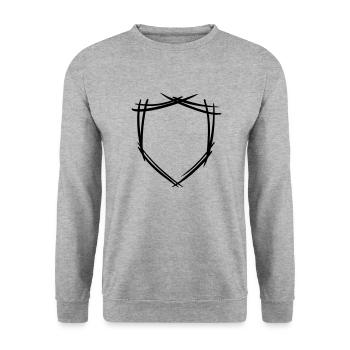 Schild / Wappen Symbol. Hand gezeichnet. Vorlage - Unisex Pullover - Weißgrau meliert - Vorne - Alina (178cm) & Michal (187cm)