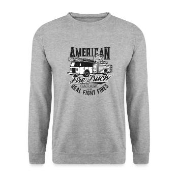 American Fire Truck a - Unisex Pullover - Weißgrau meliert - Vorne - Alina (178cm) & Michal (187cm)