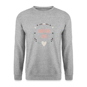 Muttertag Mutter Liebe Dankeschön Kinder Geschenk - Unisex Pullover - Weißgrau meliert - Vorne - Alina (178cm) & Michal (187cm)