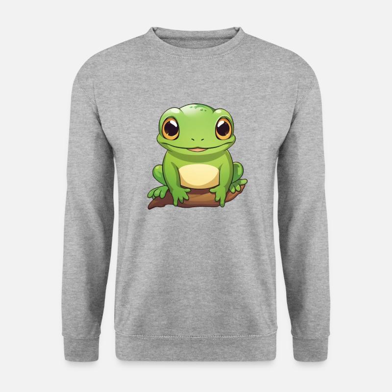 süßer kleiner Frosch - Unisex Pullover - Weißgrau meliert