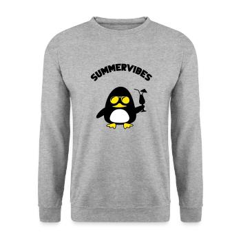beach duck summervibes - Unisex Pullover - Weißgrau meliert - Vorne - Alina (178cm) & Michal (187cm)