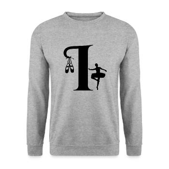 Lettre i ballerine - Sweat-shirt Unisexe - gris chiné - Devant - Alina (178cm) & Michal (187cm)