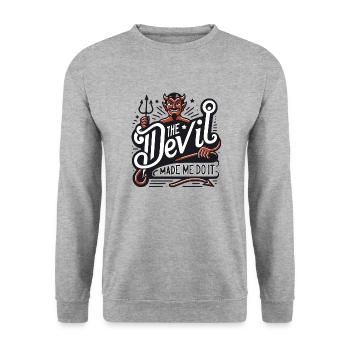 The Devil Made Me Do It - 50er Tattoo Psychobilly - Unisex Pullover - Weißgrau meliert - Vorne - Alina (178cm) & Michal (187cm)